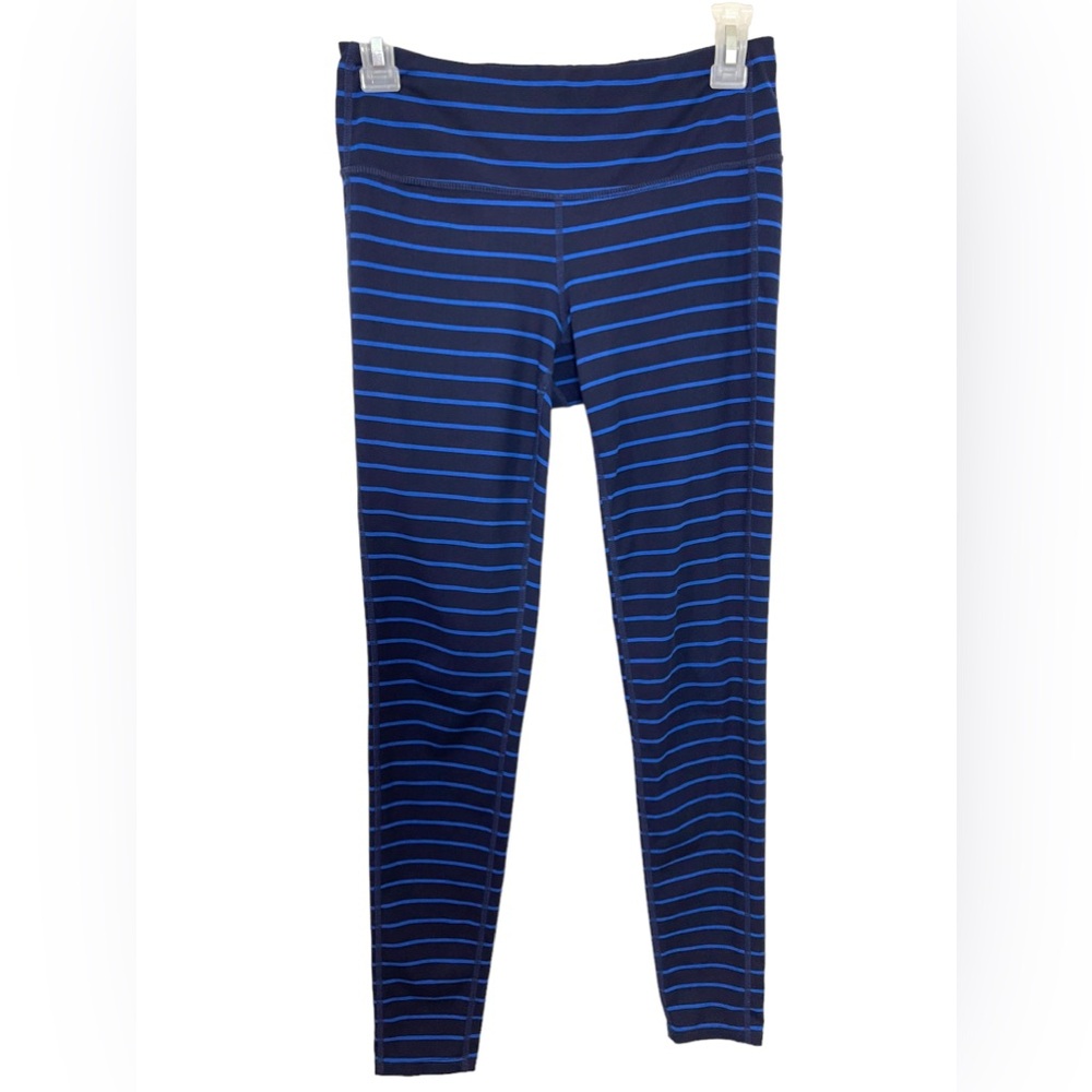 Athleta Leggings Blue Striped Size Small Navy Blue Pull On Athletic Leggings - Picture 1 of 10